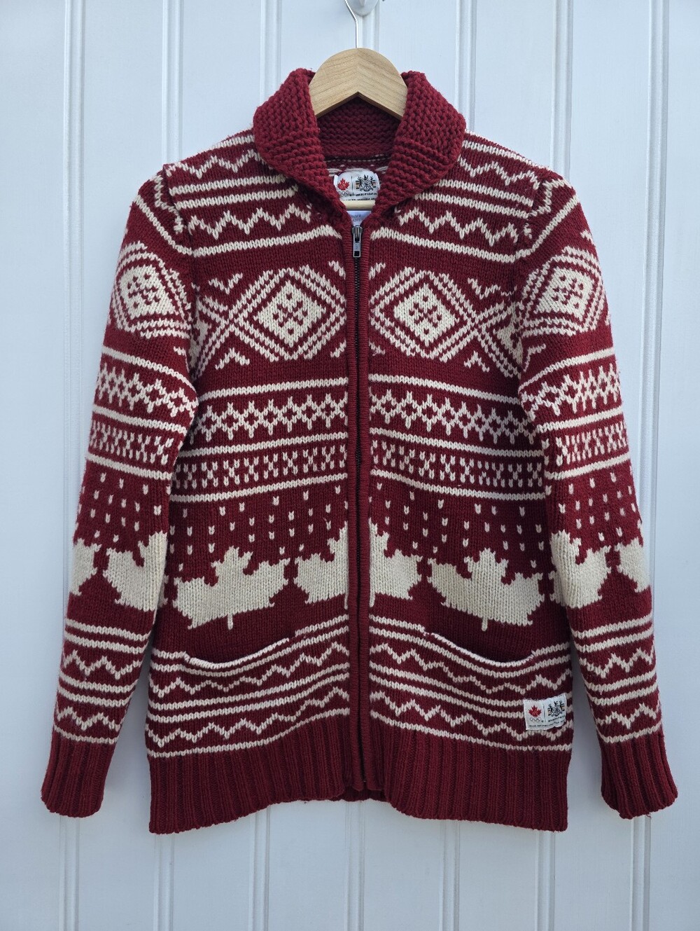 Hudson's Bay Company HBC Team Canada Olympic Cowichan Style Wool Cardigan Medium